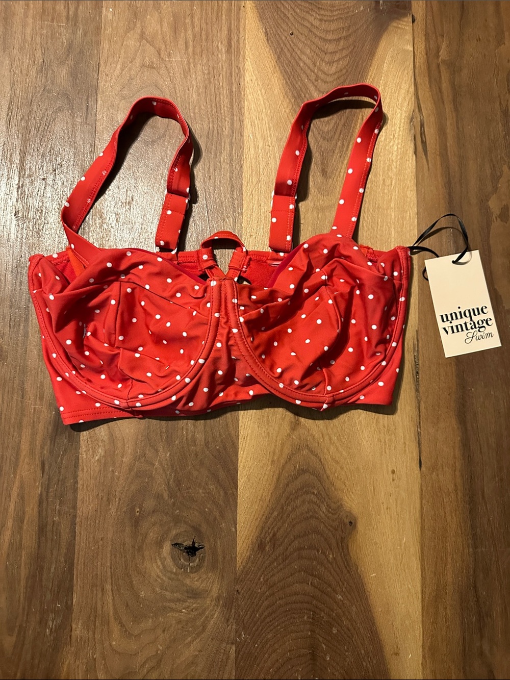 Unique Vintage Marlene Red Polka Dot Underwire Bikini Top